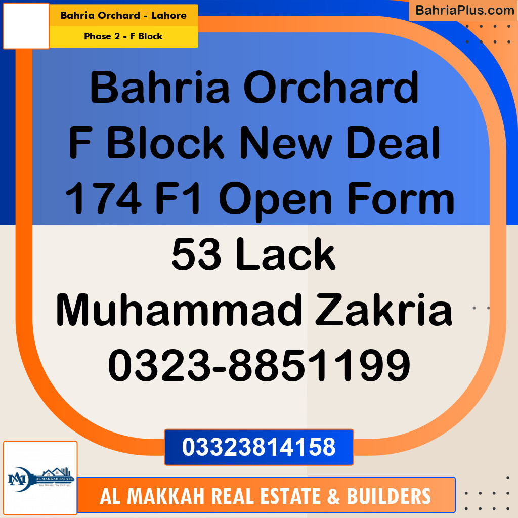 8 Marla Residential Plot for Sale in Phase 2 - F Block -  Bahria Orchard, Lahore - (BP-301789)