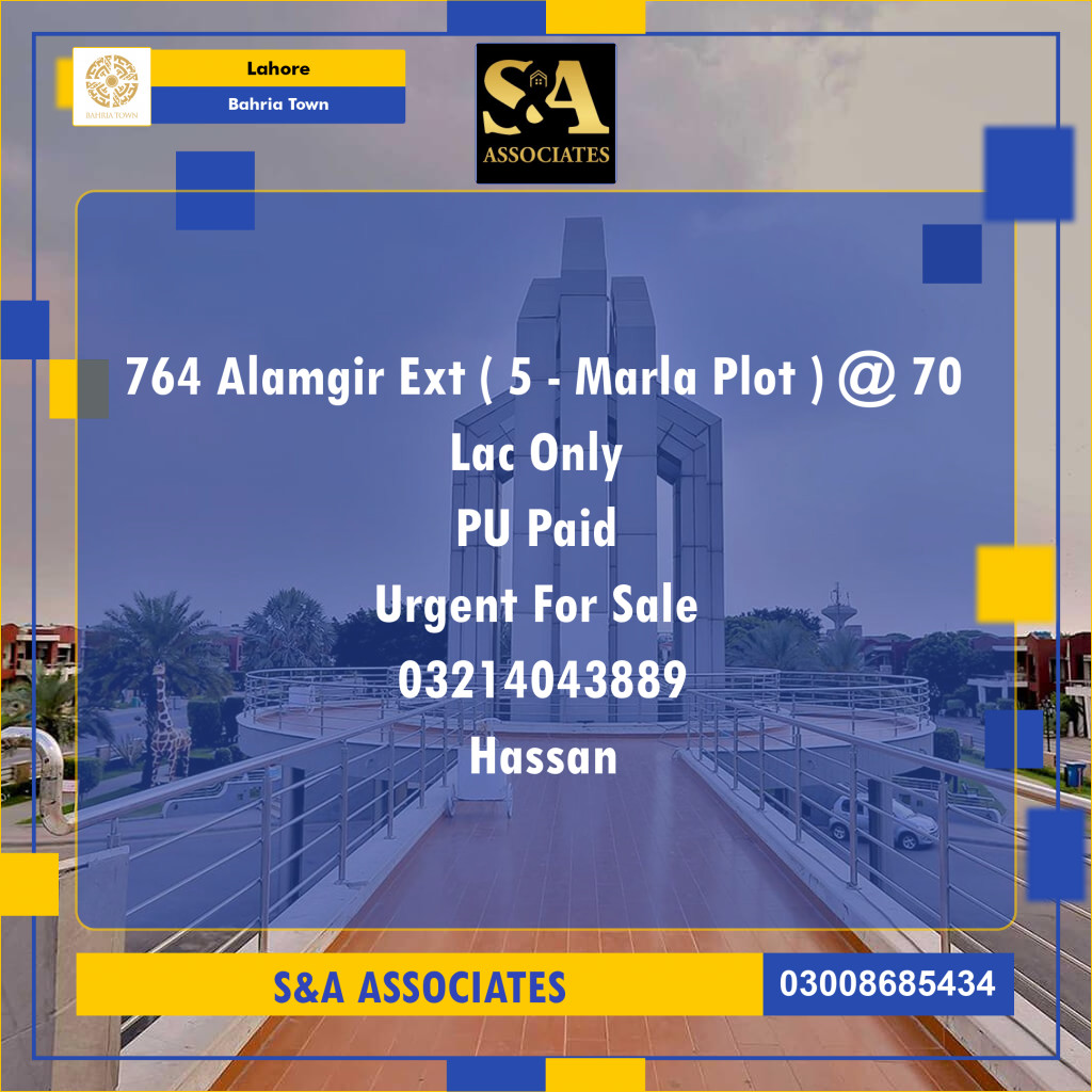 5 Marla Residential Plot for Sale in Bahria Town, Lahore - (BP-301804)