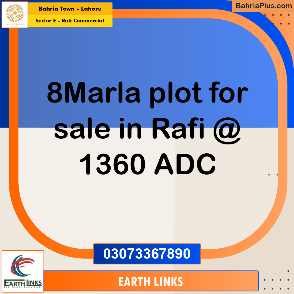 8 Marla Commercial Plot for Sale in Sector E - Rafi Commercial -  Bahria Town, Lahore - (BP-301831)