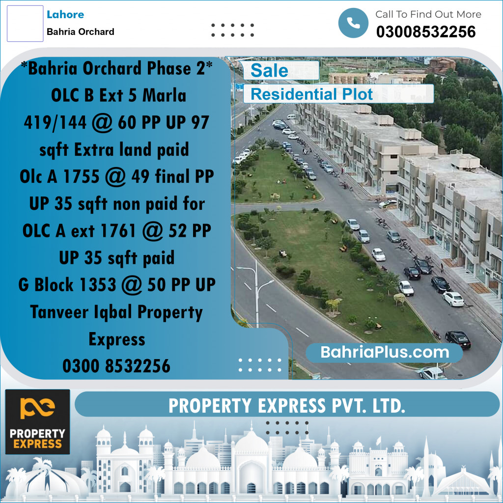 Residential Plot for Sale in Bahria Orchard, Lahore - (BP-301897)