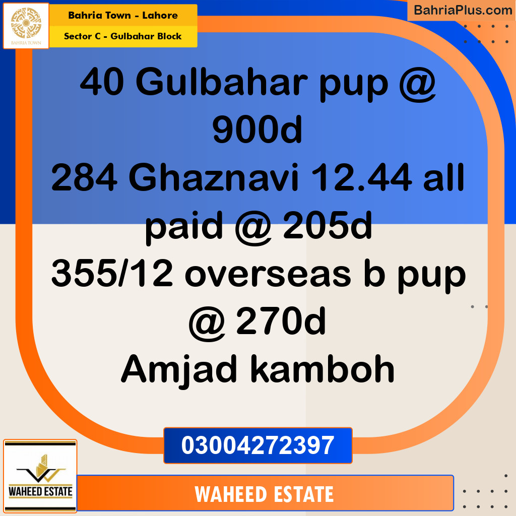 2 Kanal Residential Plot for Sale in Sector C - Gulbahar Block -  Bahria Town, Lahore - (BP-301923)