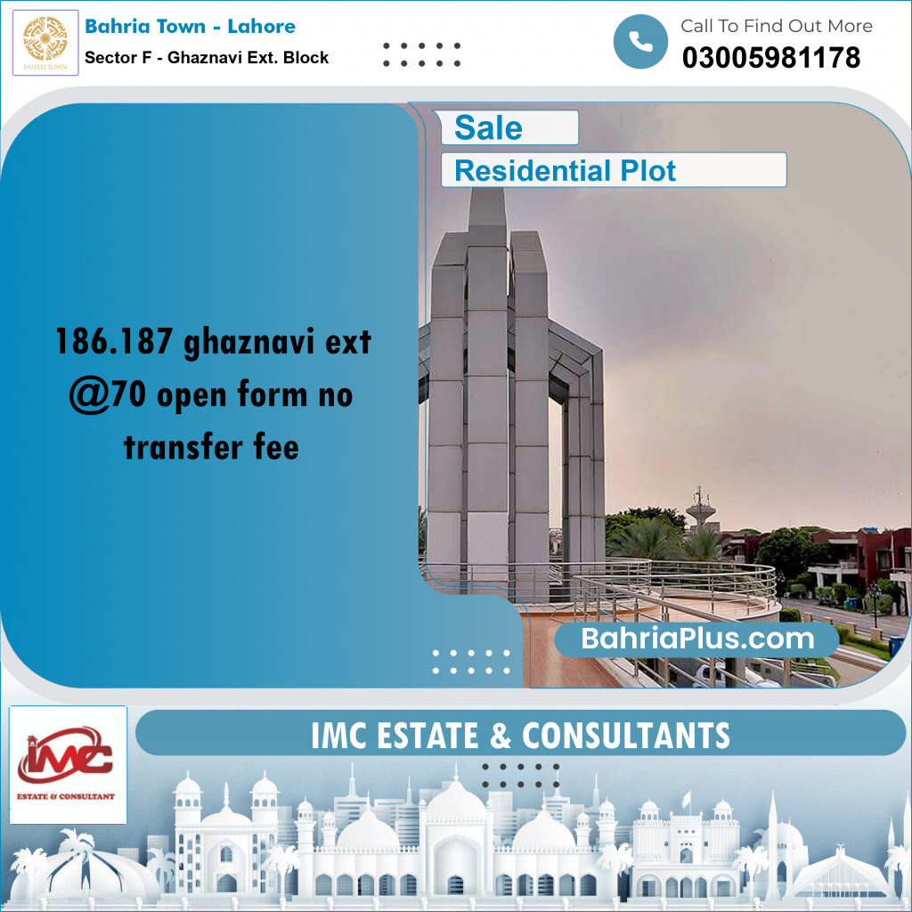 5 Marla Residential Plot for Sale in Sector F - Ghaznavi Ext. Block -  Bahria Town, Lahore - (BP-301951)