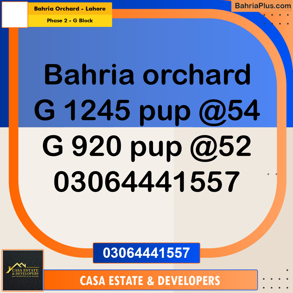 5 Marla Residential Plot for Sale in Phase 2 - G Block -  Bahria Orchard, Lahore - (BP-301967)
