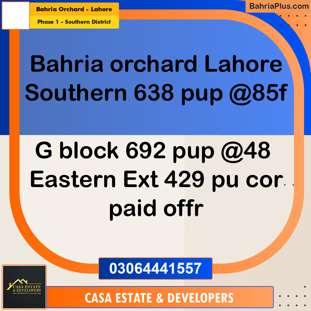 5 Marla Residential Plot for Sale in Phase 1 - Southern District -  Bahria Orchard, Lahore - (BP-301968)