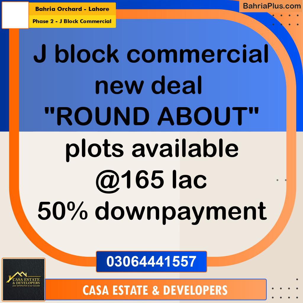 5 Marla Commercial Plot for Sale in Phase 2 - J Block Commercial -  Bahria Orchard, Lahore - (BP-301970)
