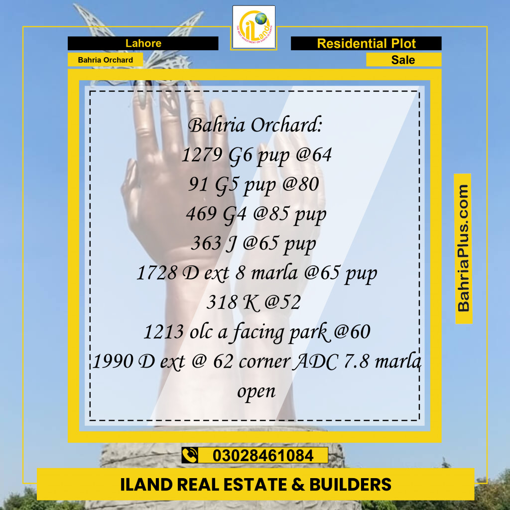 Residential Plot for Sale in Bahria Orchard, Lahore - (BP-302022)