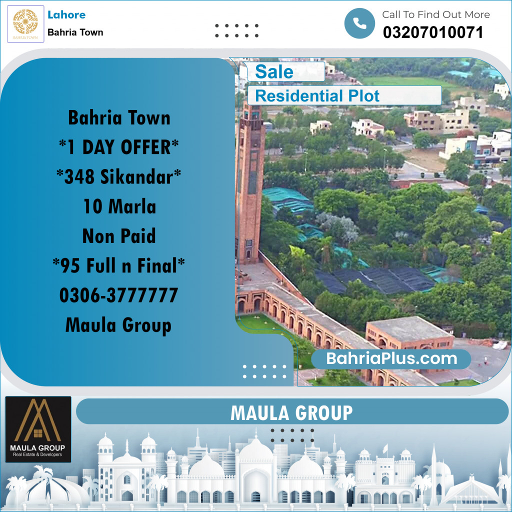 Residential Plot for Sale in Bahria Town, Lahore - (BP-302064)