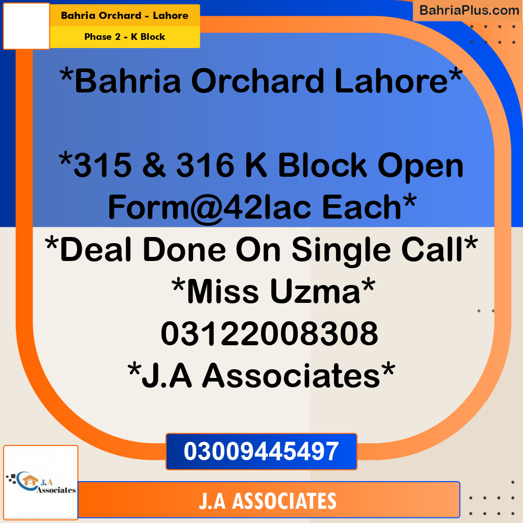 5 Marla Residential Plot for Sale in Phase 2 - K Block -  Bahria Orchard, Lahore - (BP-302088)