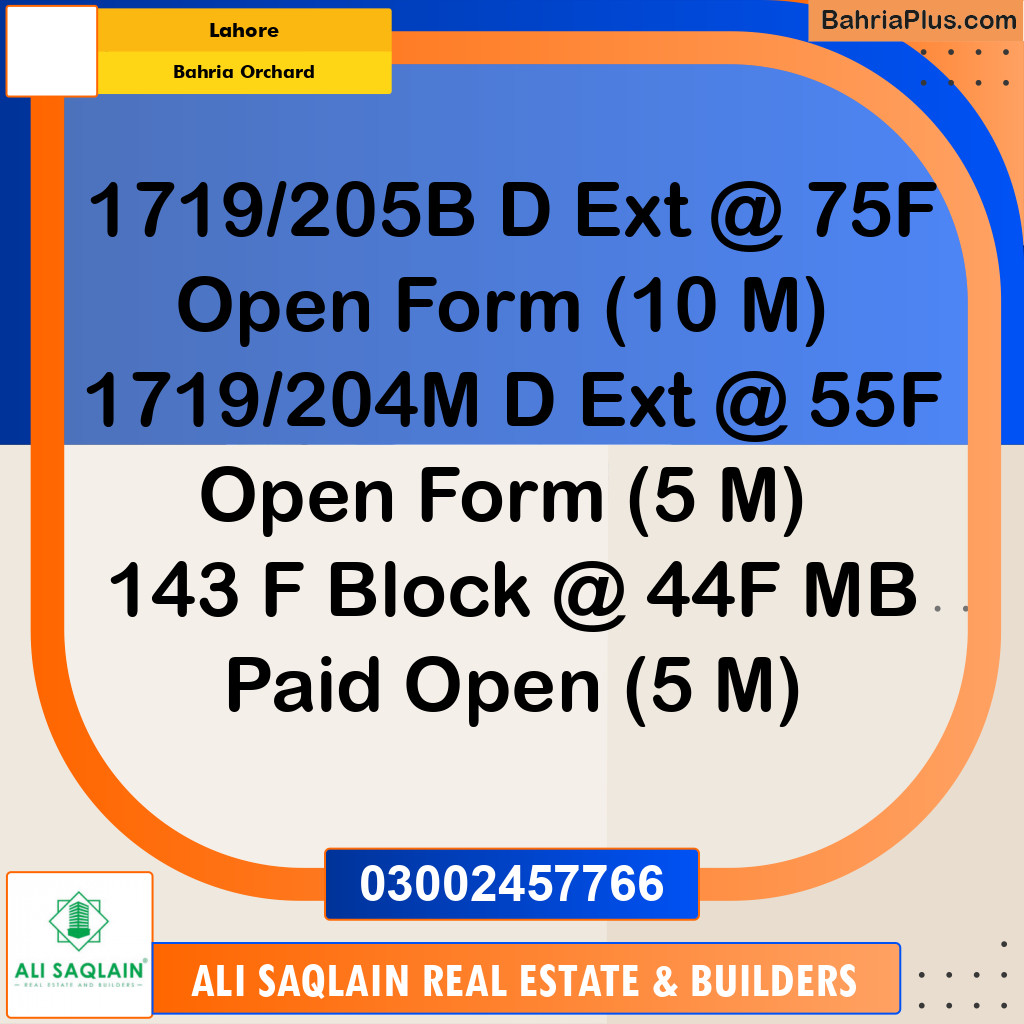 Residential Plot for Sale in Bahria Orchard, Lahore - (BP-302091)