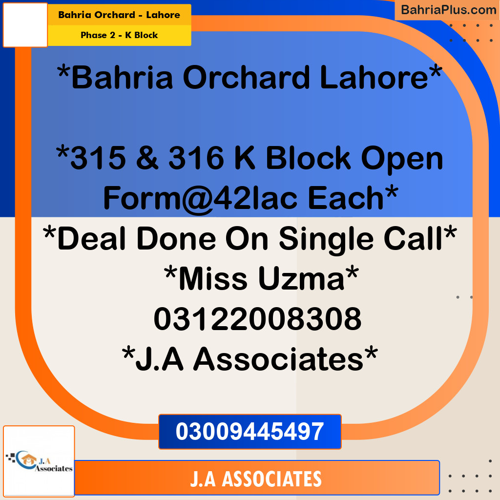 5 Marla Residential Plot for Sale in Phase 2 - K Block -  Bahria Orchard, Lahore - (BP-302163)