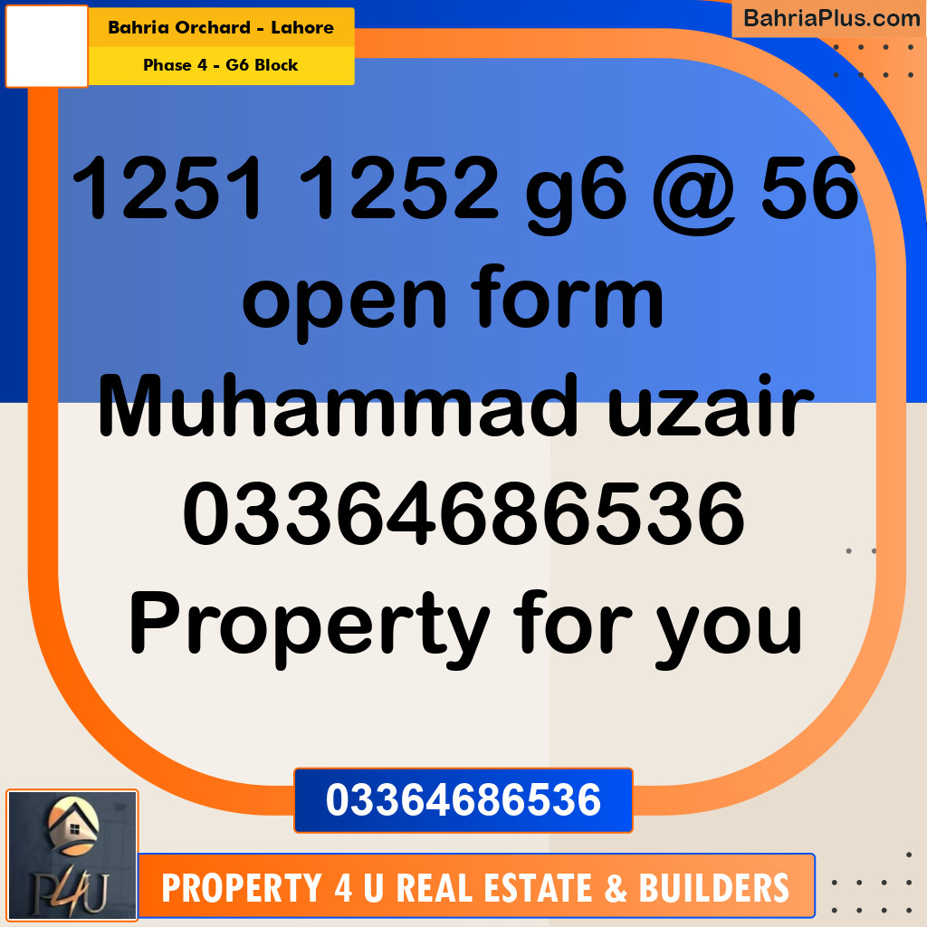10 Marla Residential Plot for Sale in Phase 4 - G6 Block -  Bahria Orchard, Lahore - (BP-302167)