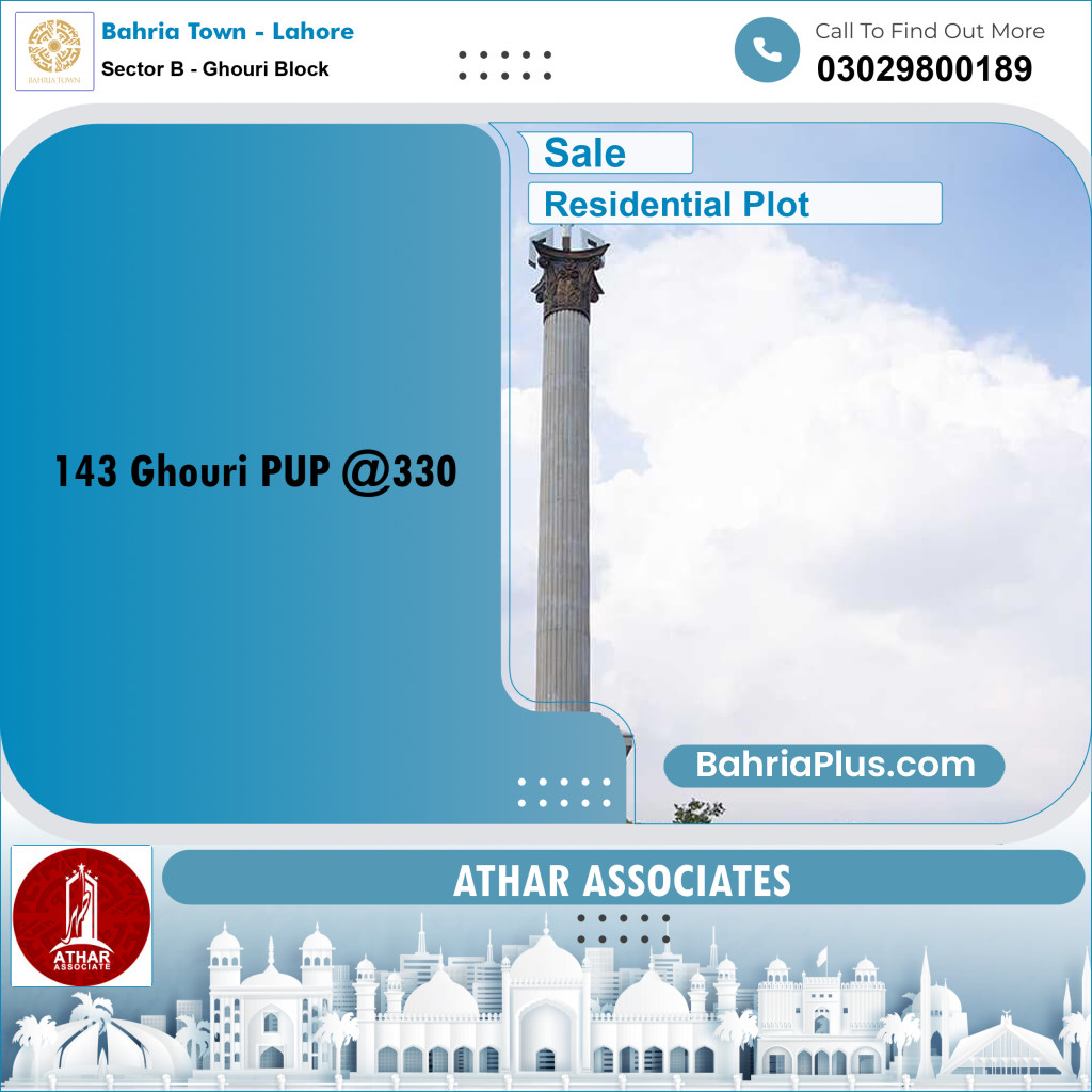 20 Marla Residential Plot for Sale in Sector B - Ghouri Block -  Bahria Town, Lahore - (BP-302187)