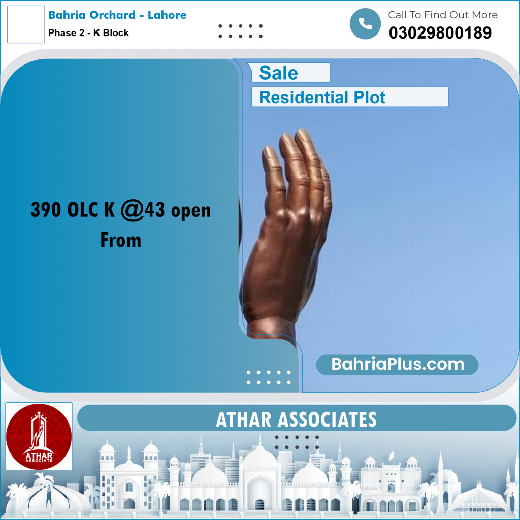 5 Marla Residential Plot for Sale in Phase 2 - K Block -  Bahria Orchard, Lahore - (BP-302192)