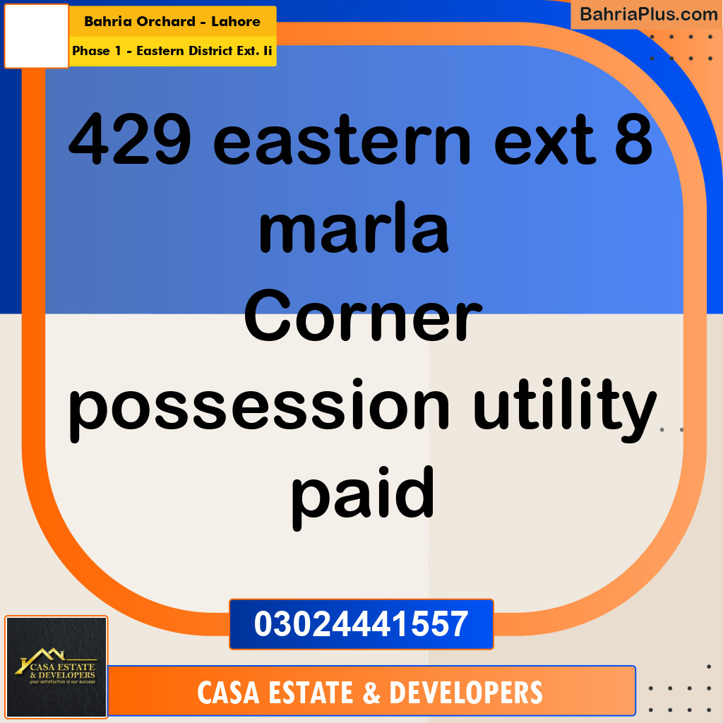 8 Marla Residential Plot for Sale in Phase 1 - Eastern District Ext. II -  Bahria Orchard, Lahore - (BP-302193)