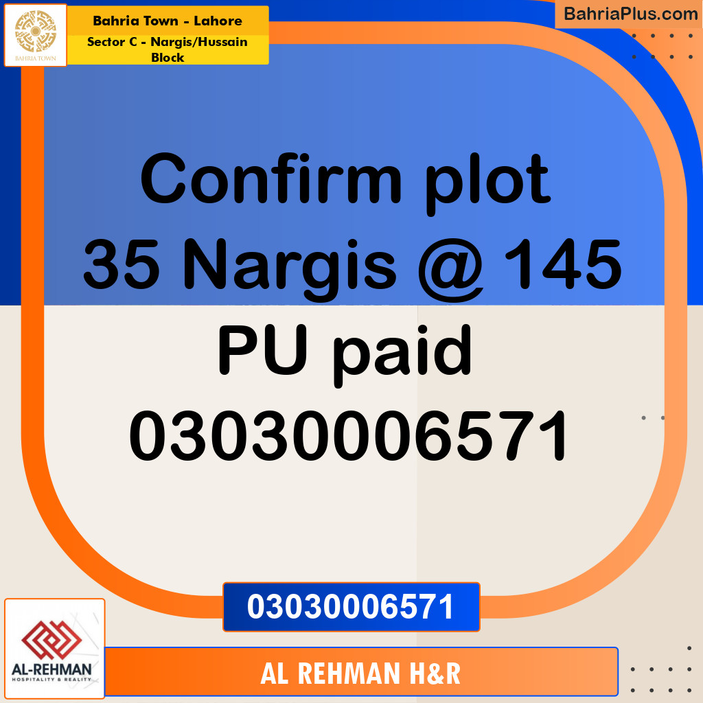 10 Marla Residential Plot for Sale in Sector C - Nargis/Hussain Block -  Bahria Town, Lahore - (BP-302210)