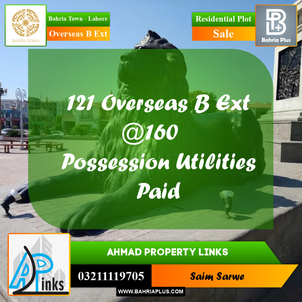 10 Marla Residential Plot for Sale in Overseas B Ext -  Bahria Town, Lahore - (BP-302229)