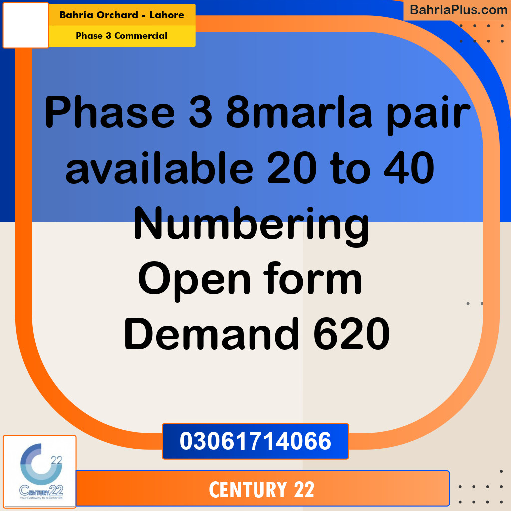 Commercial Plot for Sale in Phase 3 Commercial -  Bahria Orchard, Lahore - (BP-302277)
