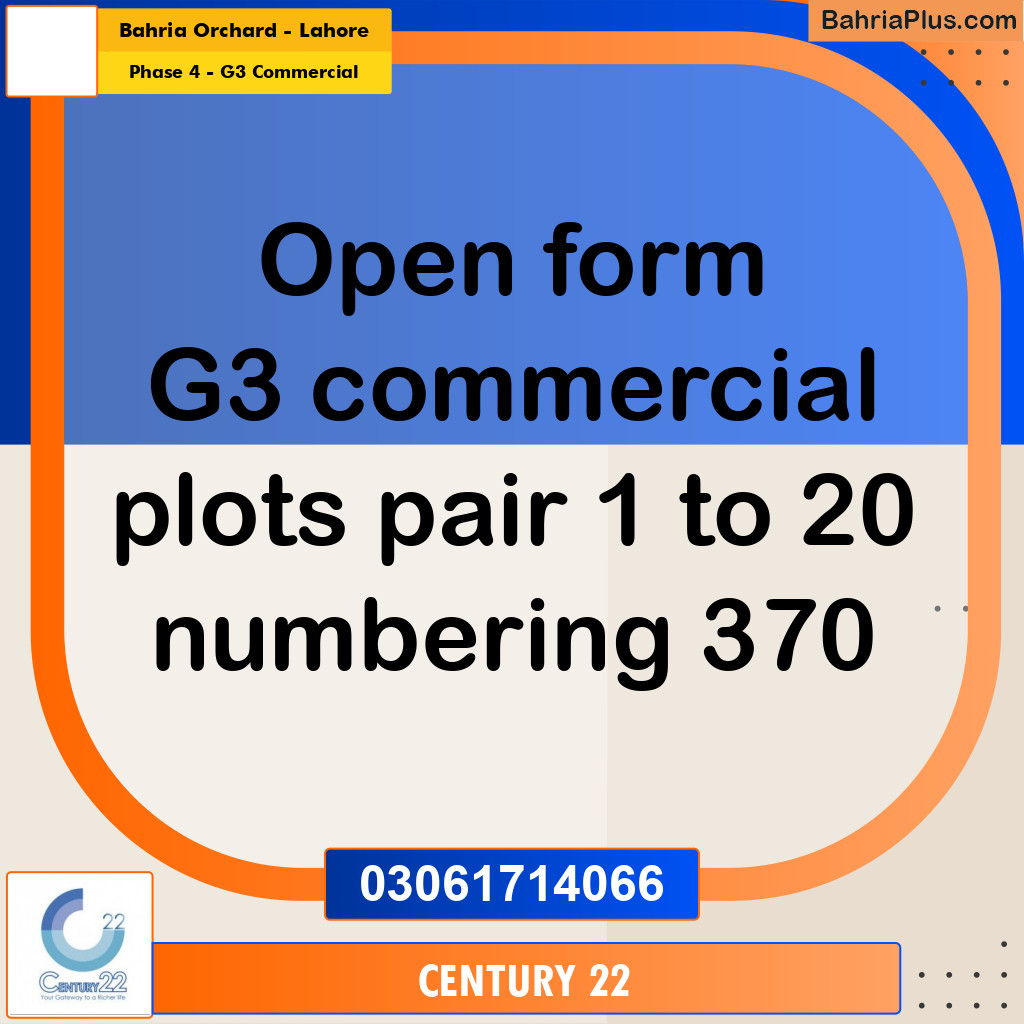 Commercial Plot for Sale in Phase 4 - G3 Commercial -  Bahria Orchard, Lahore - (BP-302280)