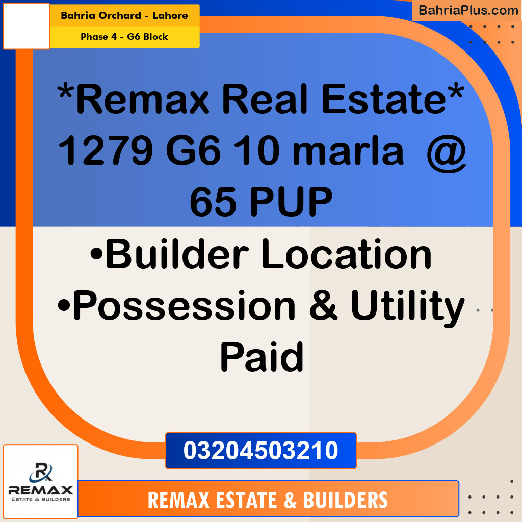 10 Marla Residential Plot for Sale in Phase 4 - G6 Block -  Bahria Orchard, Lahore - (BP-302307)