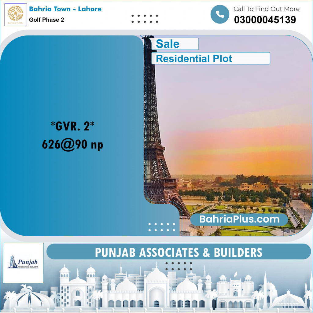 10 Marla Residential Plot for Sale in Golf Phase 2 -  Bahria Town, Lahore - (BP-302326)