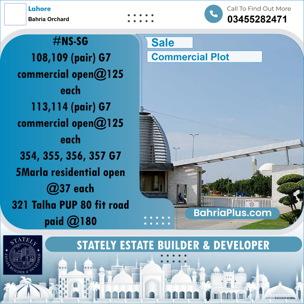 Commercial Plot for Sale in Bahria Orchard, Lahore - (BP-302367)