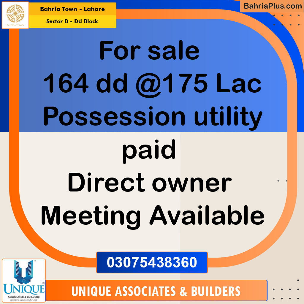 10 Marla Residential Plot for Sale in Sector D - DD Block -  Bahria Town, Lahore - (BP-302372)