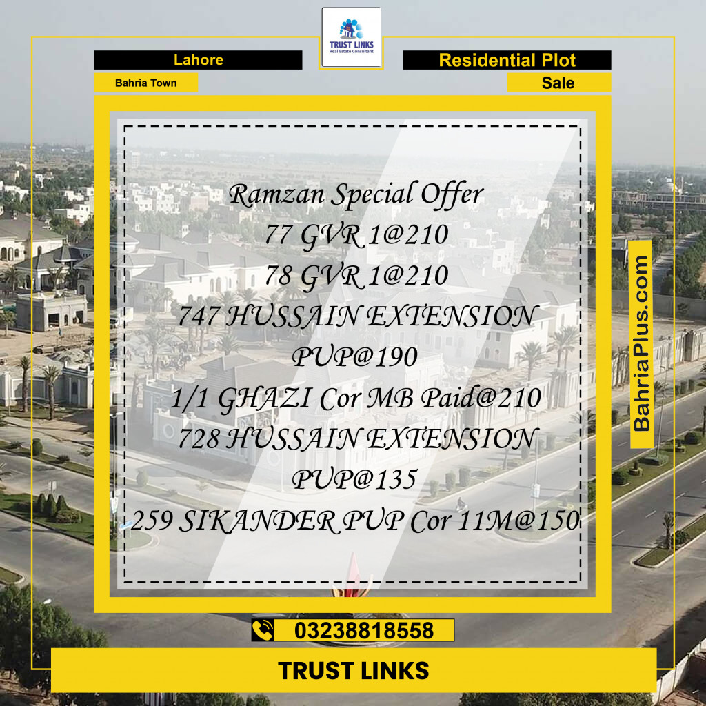 Residential Plot for Sale in Bahria Town, Lahore - (BP-302396)