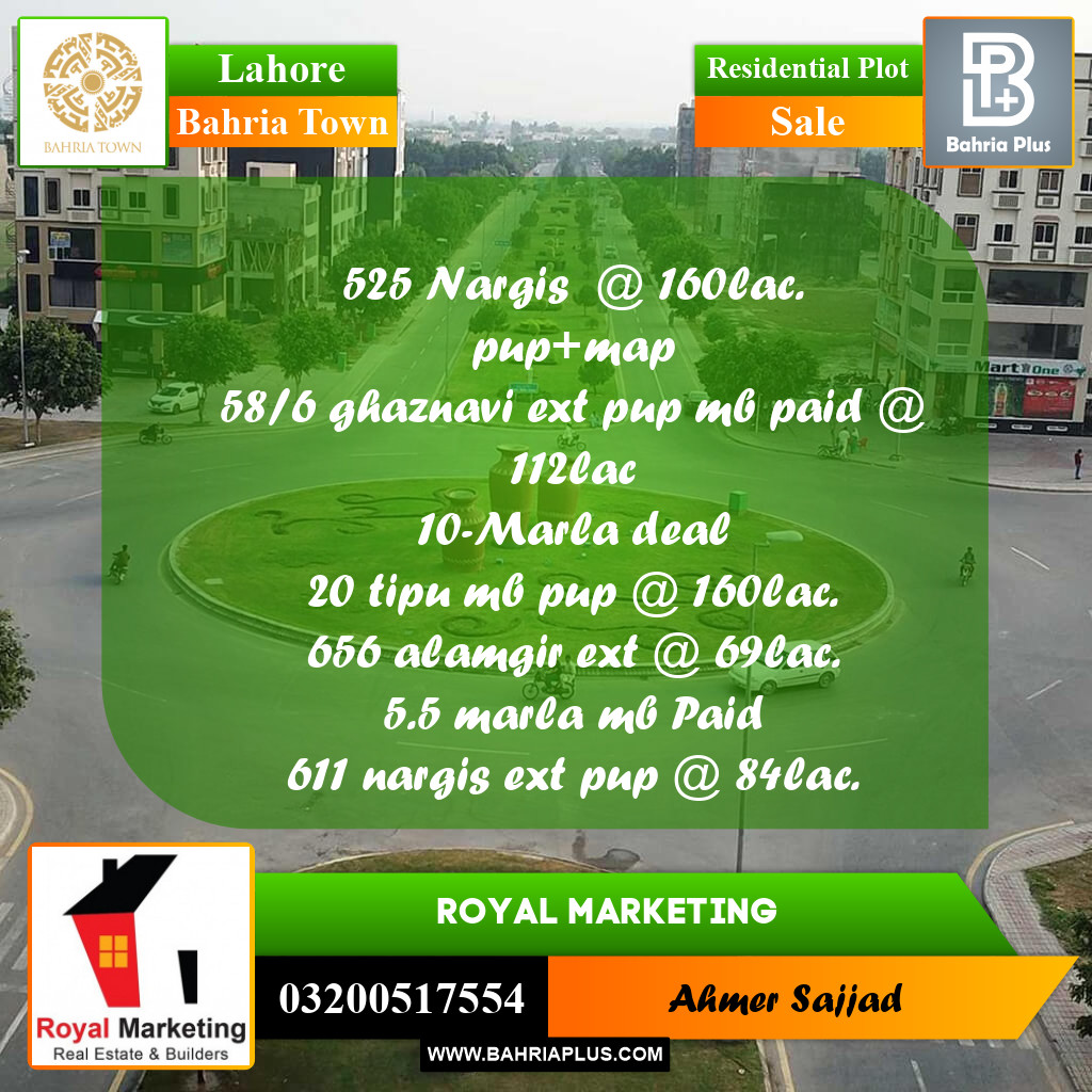 Residential Plot for Sale in Bahria Town, Lahore - (BP-302454)