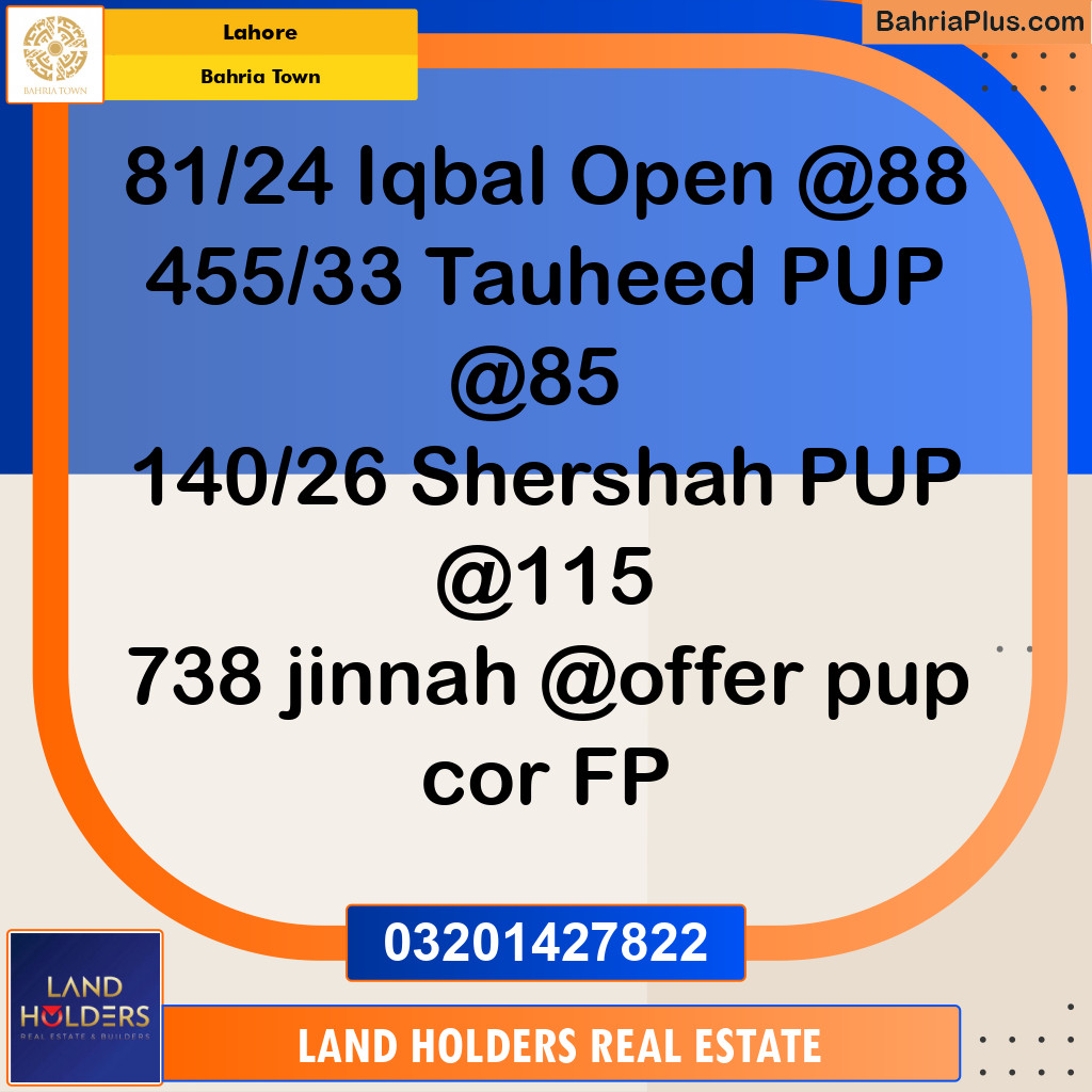 Residential Plot for Sale in Bahria Town, Lahore - (BP-302465)