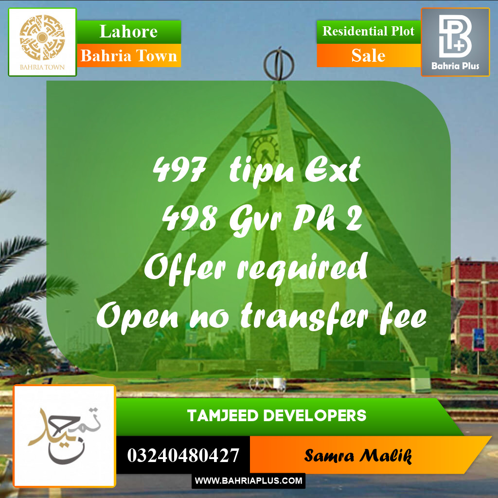 Residential Plot for Sale in Bahria Town, Lahore - (BP-302467)