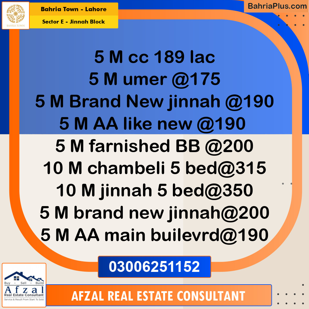 10 Marla Residential Plot for Sale in Sector E - Jinnah Block -  Bahria Town, Lahore - (BP-302469)