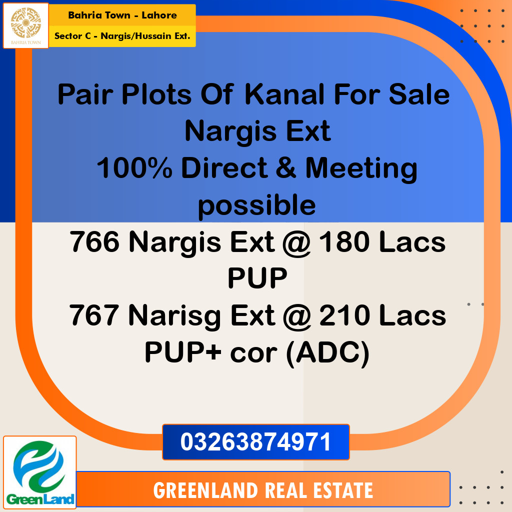 1 Kanal Residential Plot for Sale in Sector C - Nargis/Hussain Ext. -  Bahria Town, Lahore - (BP-302479)