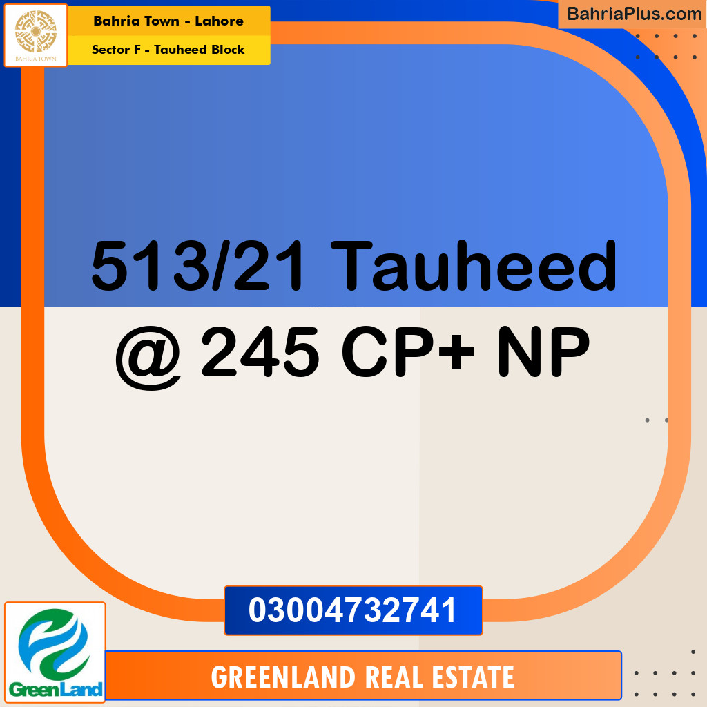 1 Kanal Residential Plot for Sale in Sector F - Tauheed Block -  Bahria Town, Lahore - (BP-302500)