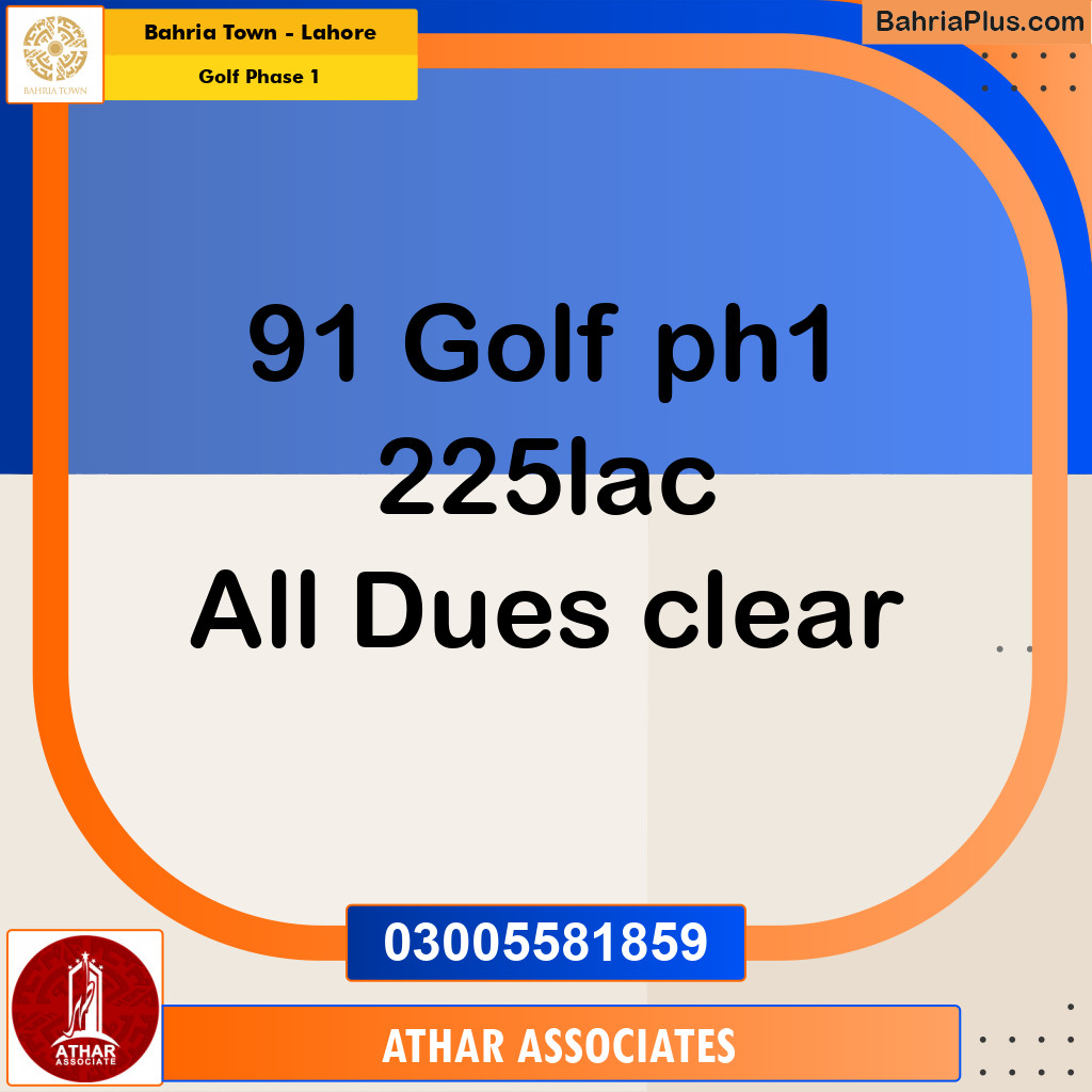 20 Marla Residential Plot for Sale in Golf Phase 1 -  Bahria Town, Lahore - (BP-302501)