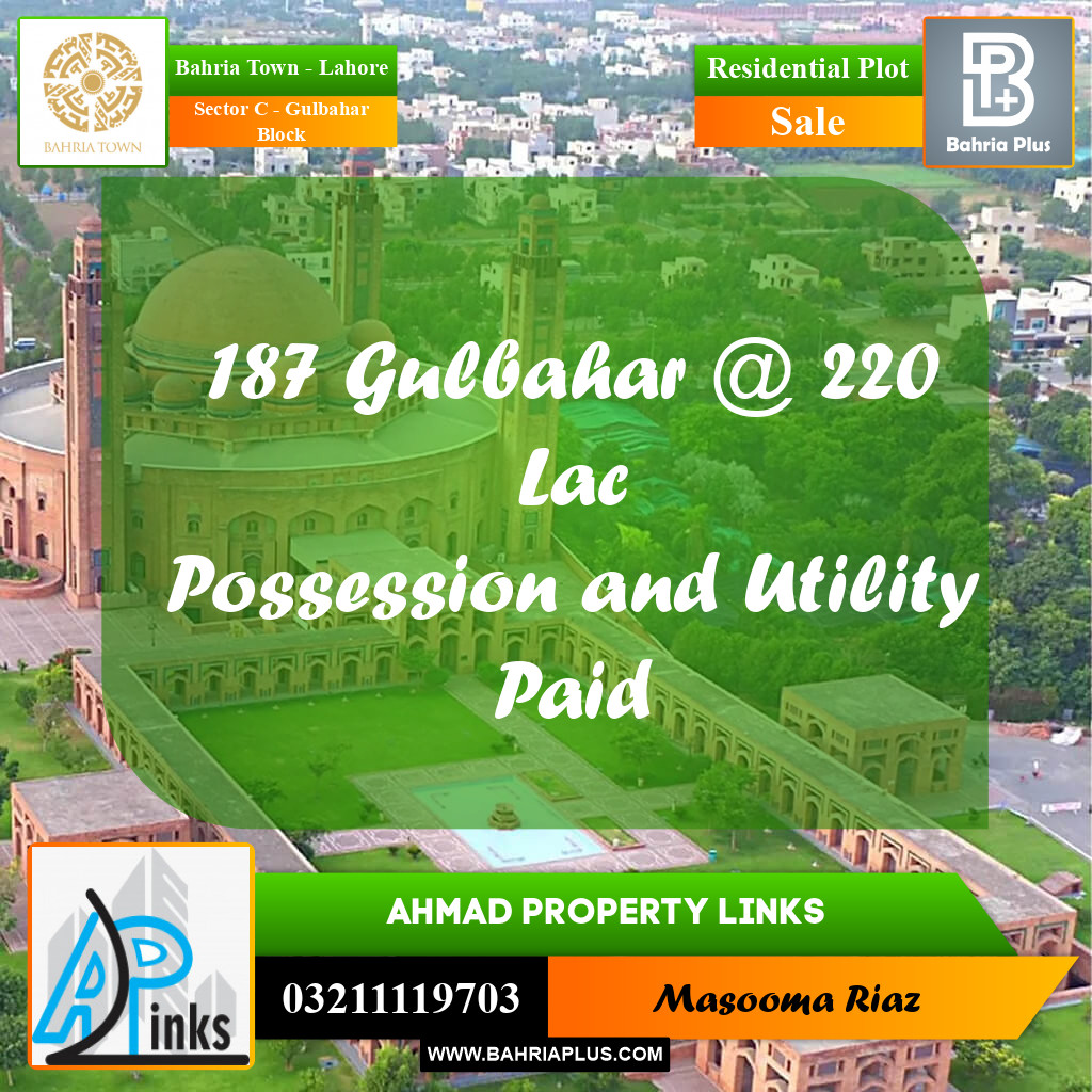 10 Marla Residential Plot for Sale in Sector C - Gulbahar Block -  Bahria Town, Lahore - (BP-302528)