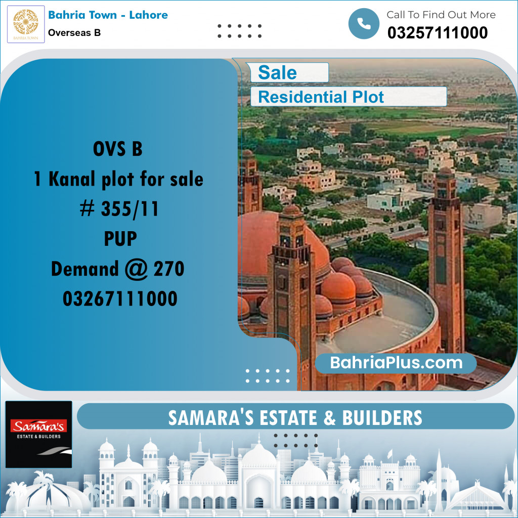 1 Kanal Residential Plot for Sale in Overseas B -  Bahria Town, Lahore - (BP-302535)