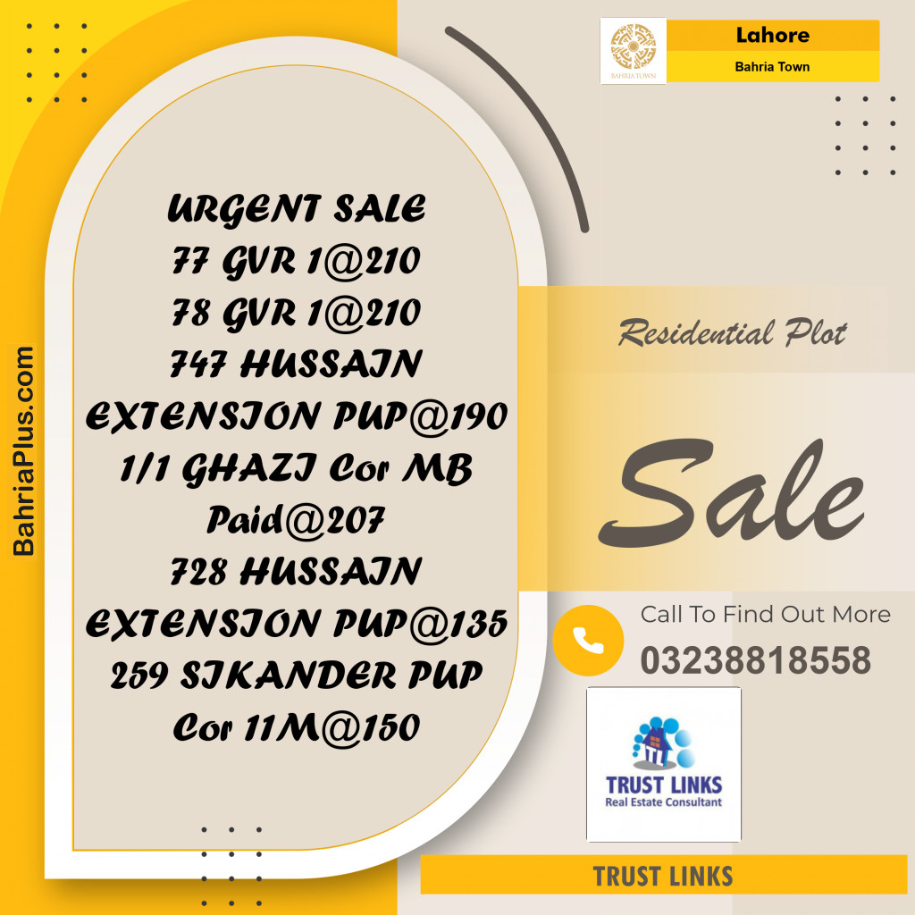 Residential Plot for Sale in Bahria Town, Lahore - (BP-302575)