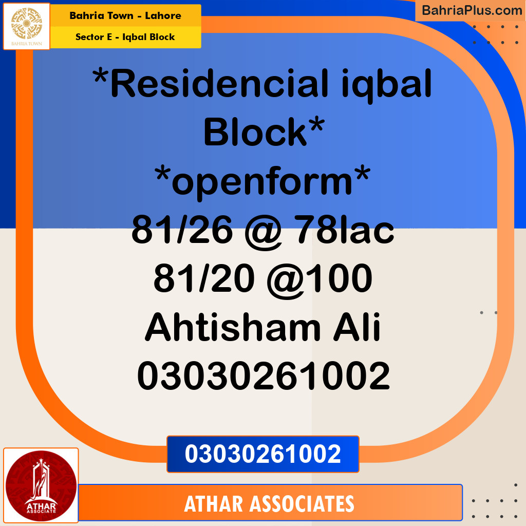 5 Marla Residential Plot for Sale in Sector E - Iqbal Block -  Bahria Town, Lahore - (BP-302607)