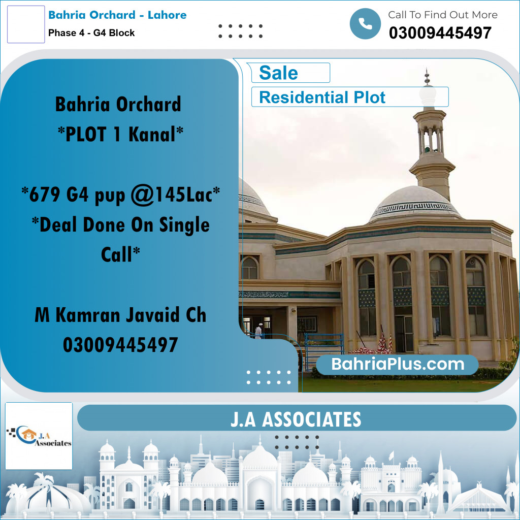 1 Kanal Residential Plot for Sale in Phase 4 - G4 Block -  Bahria Orchard, Lahore - (BP-302645)