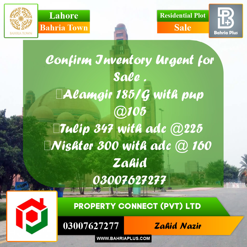 Residential Plot for Sale in Bahria Town, Lahore - (BP-302663)