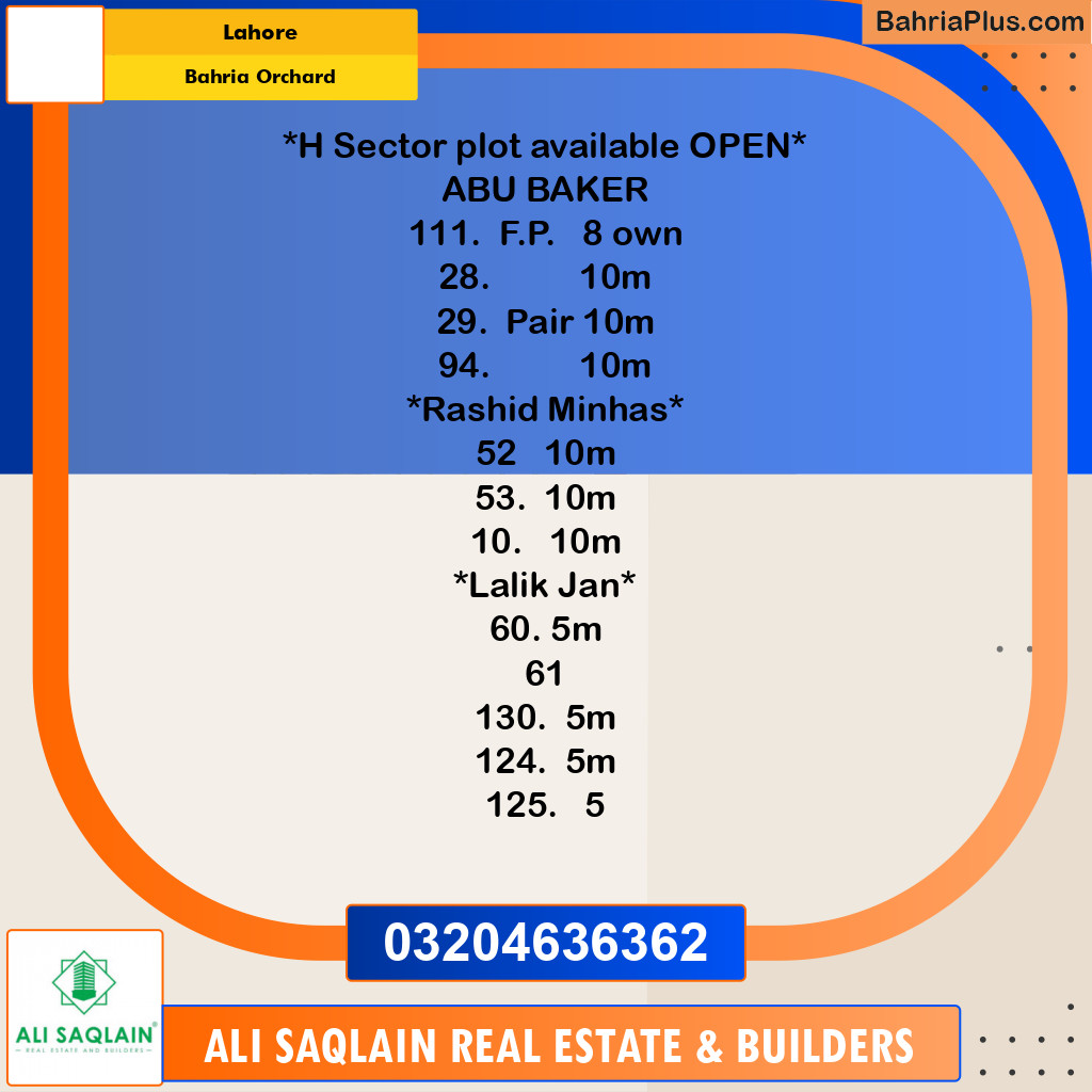 5 Marla Residential Plot for Sale in Bahria Orchard, Lahore - (BP-302697)