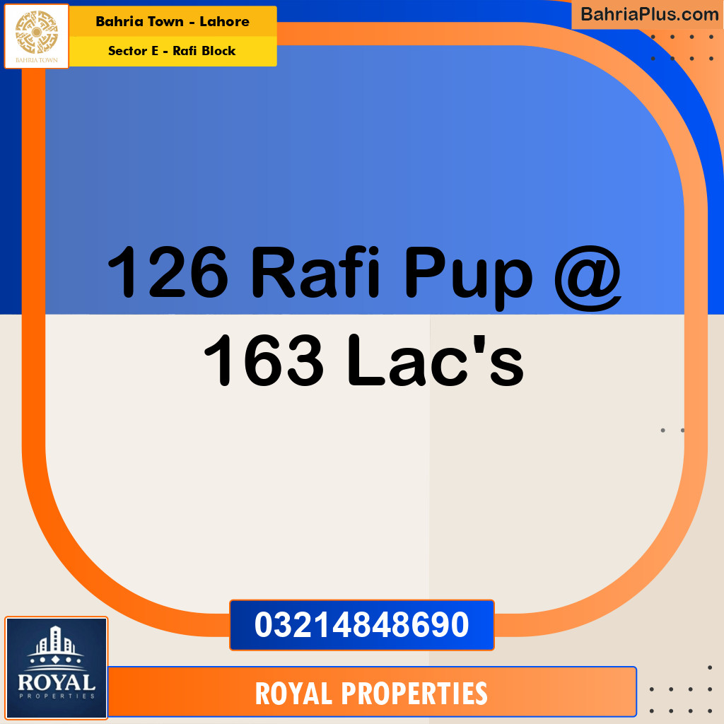 10 Marla Residential Plot for Sale in Sector E - Rafi Block -  Bahria Town, Lahore - (BP-302703)