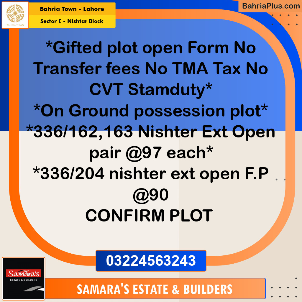 5 Marla Residential Plot for Sale in Sector E - Nishtar Block -  Bahria Town, Lahore - (BP-302710)