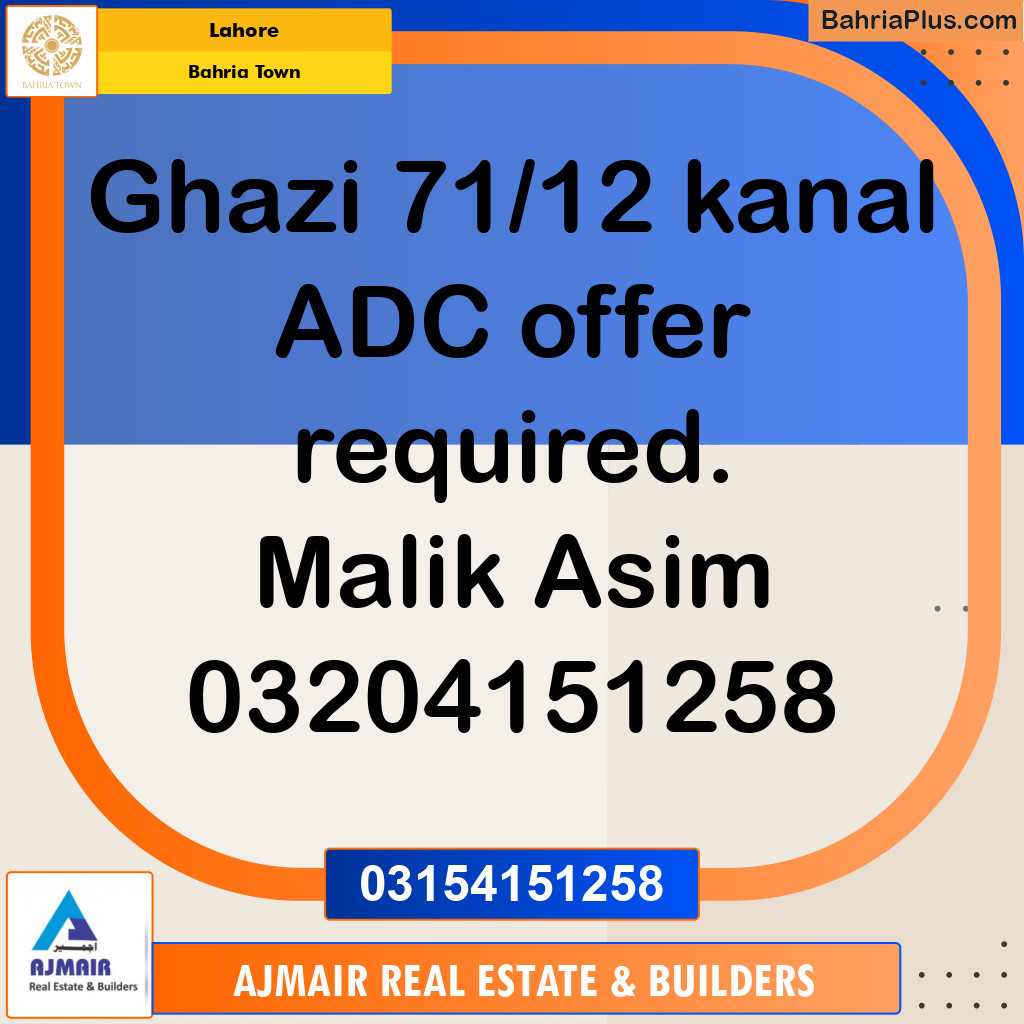 Residential Plot for Sale in Bahria Town, Lahore - (BP-302734)