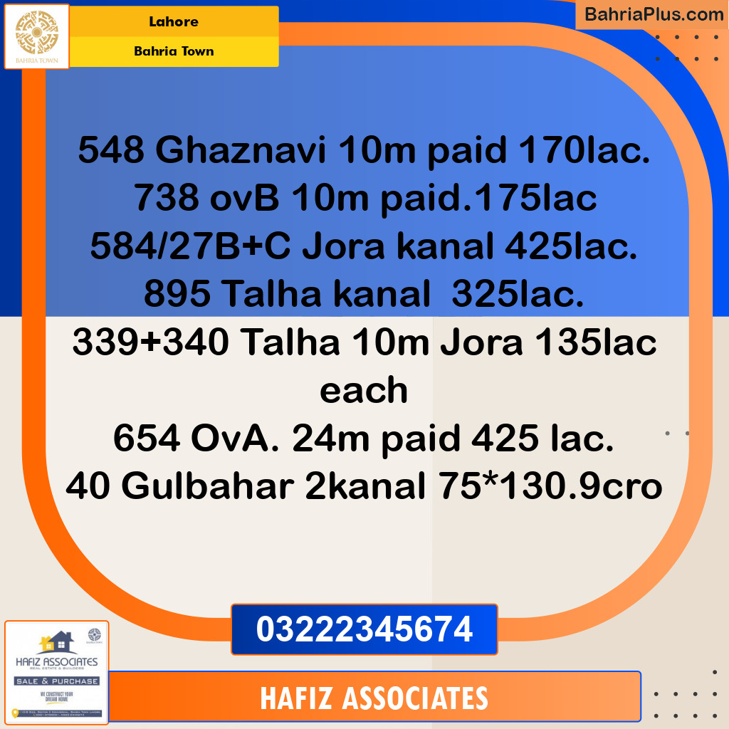 Residential Plot for Sale in Bahria Town, Lahore - (BP-302764)