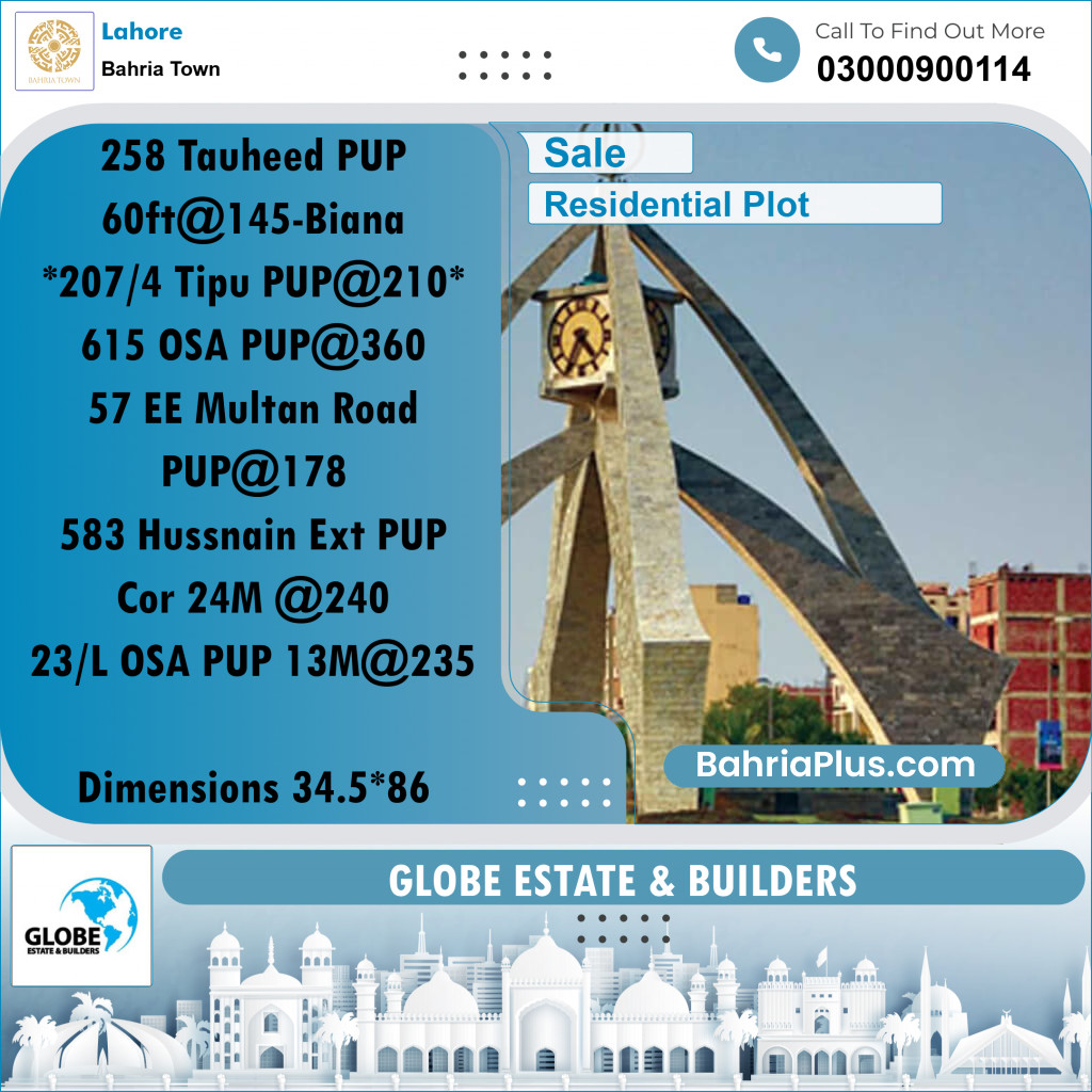 Residential Plot for Sale in Bahria Town, Lahore - (BP-302799)