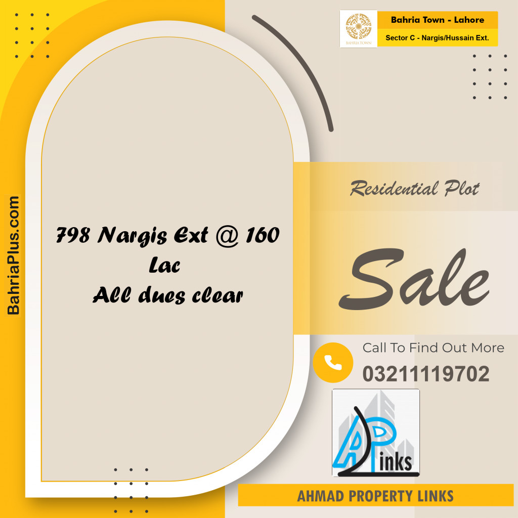 1 Kanal Residential Plot for Sale in Sector C - Nargis/Hussain Ext. -  Bahria Town, Lahore - (BP-302852)