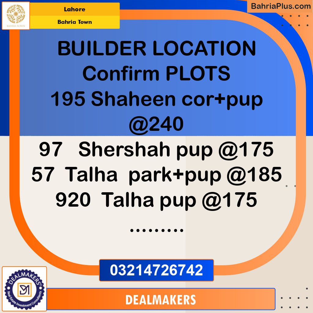 Residential Plot for Sale in Bahria Town, Lahore - (BP-302854)
