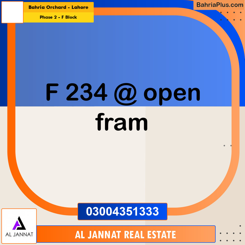 8 Marla Residential Plot for Sale in Phase 2 - F Block -  Bahria Orchard, Lahore - (BP-302863)