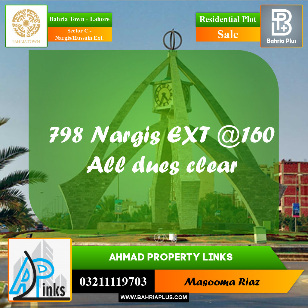 10 Marla Residential Plot for Sale in Sector C - Nargis/Hussain Ext. -  Bahria Town, Lahore - (BP-302870)